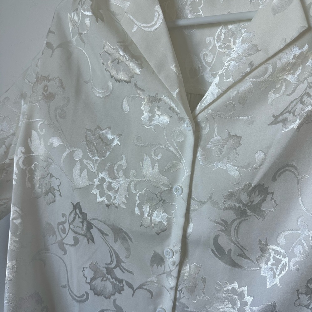 Silky Flowered White Button Down - image 3